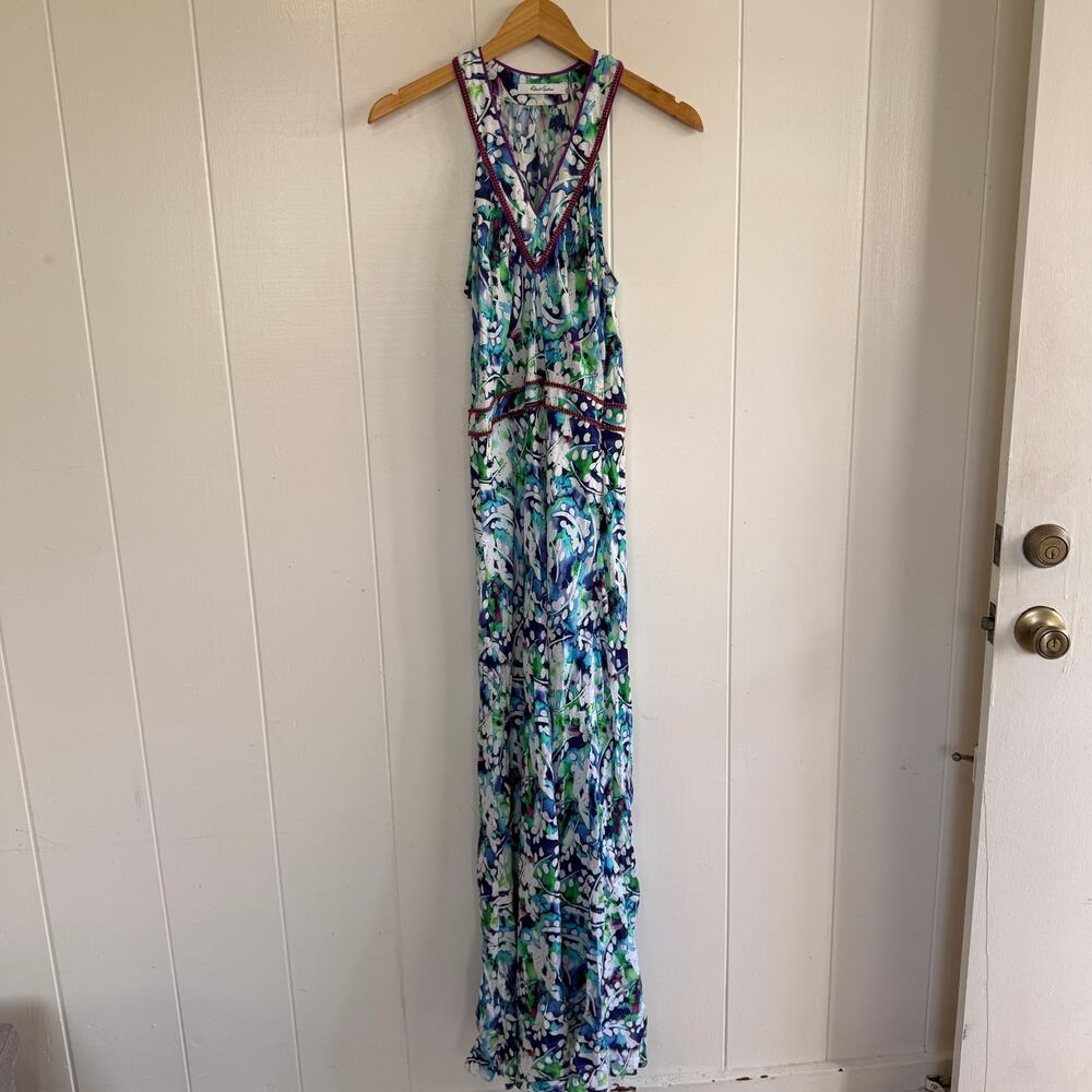 ROBERT GRAHAM Maxi Dress Floral Print Halter Neck Sleeveless Size 6